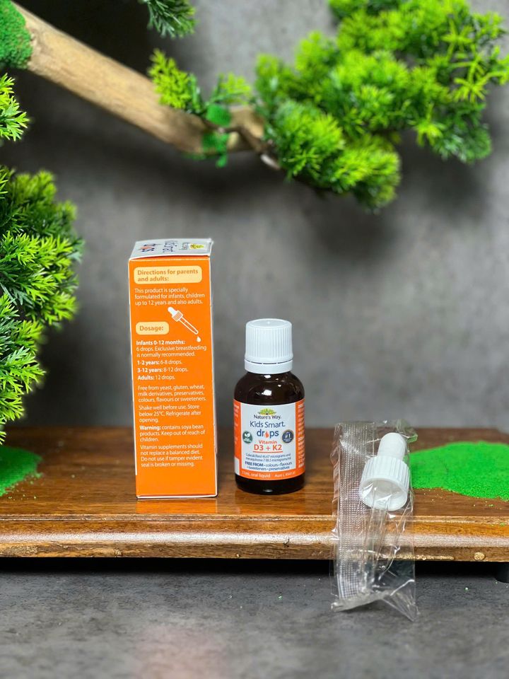 Vitamin D3 + K2 Nature's Way Kids Smart Drops - Hỗ Trợ Hệ Xương Răng Chắc Khỏe Cho Trẻ Sơ Sinh, Tăng Cường Đề Kháng