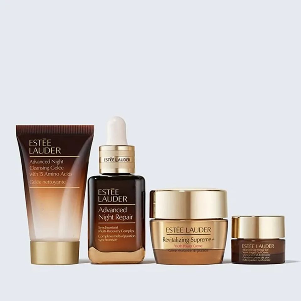 Bộ Dưỡng Da Estée Lauder Nightly Renewal - Cleansing, Repairing & Glowing Set 4 Sản Phẩm Chính Hãng cho Làn Da Rạng Rỡ
