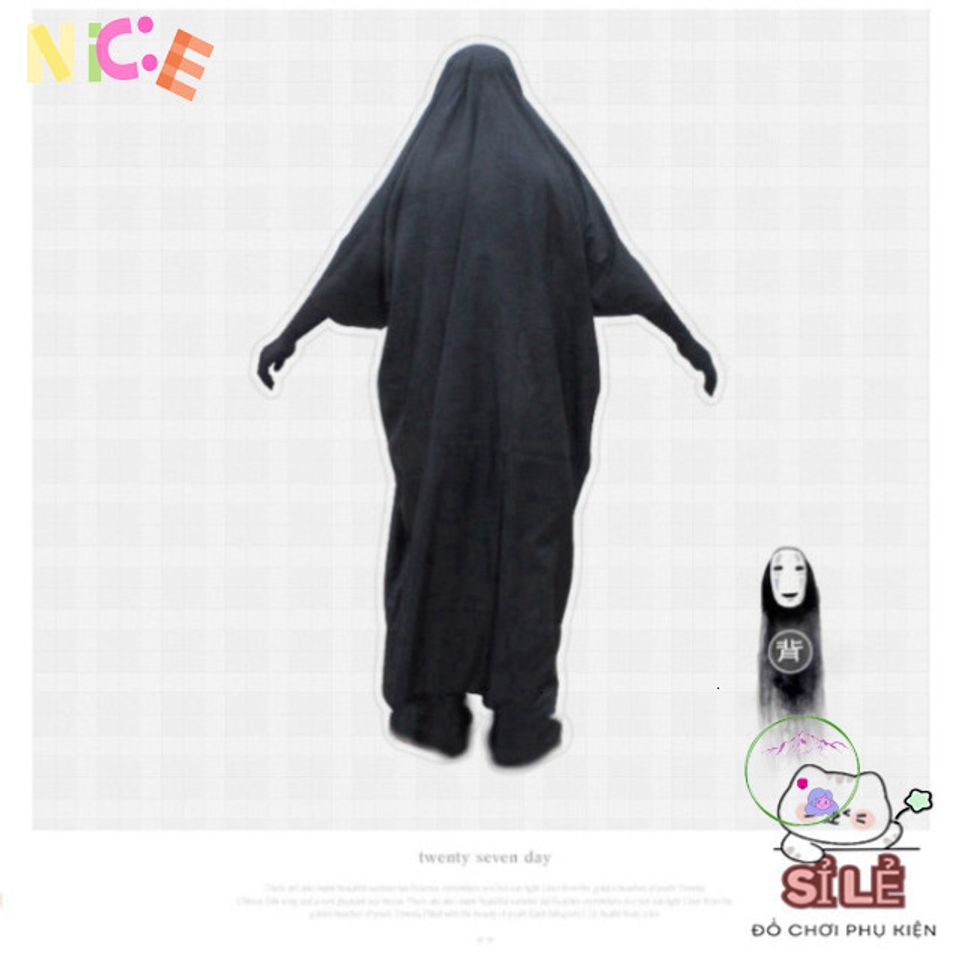 Bộ trang phục Halloween bí ẩn - Áo choàng đen và mặt nạ vô diện VBJ80 SZIPPER cho trẻ em và người lớn, hoàn hảo cho lễ hội hóa trang