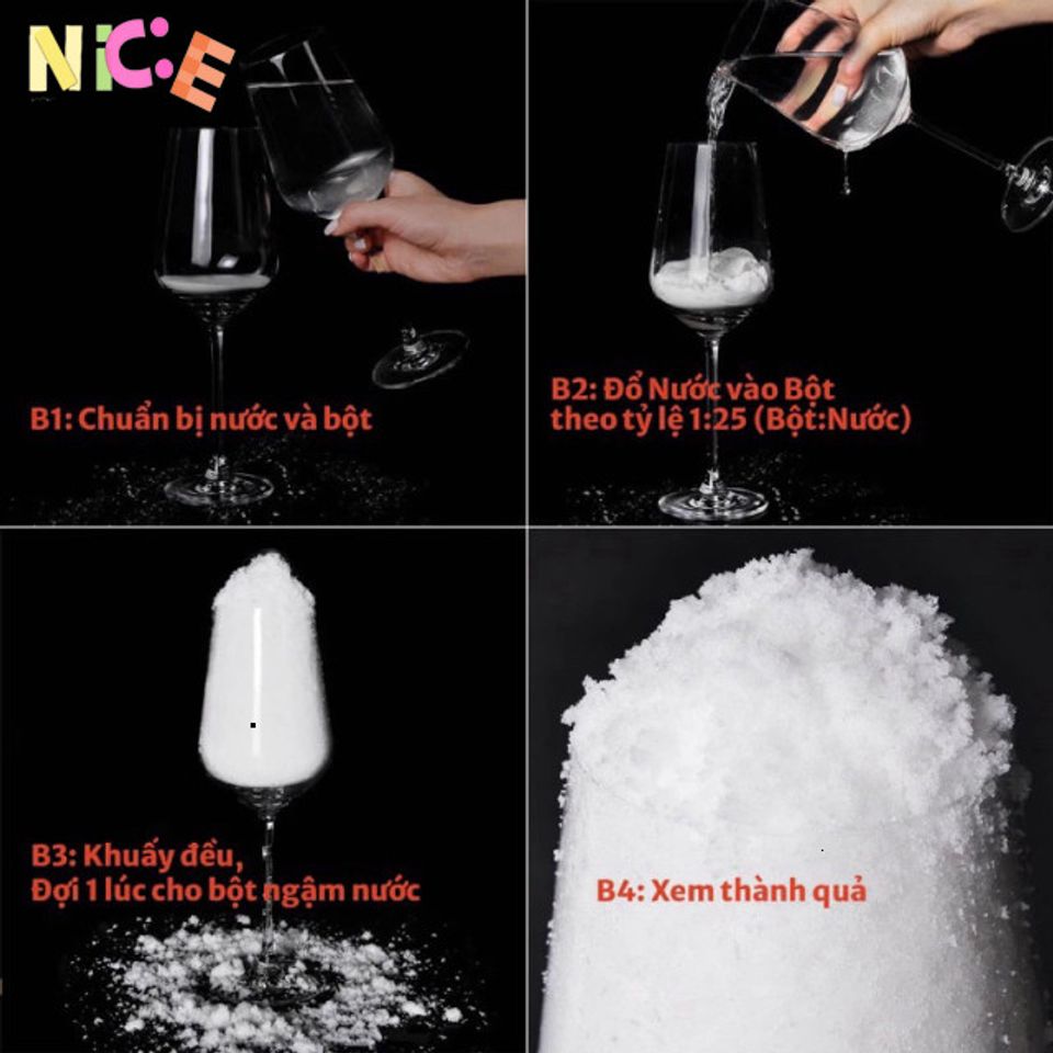 Tuyết Nhân Tạo Siêu Mịn - Nguyên Liệu Lý Tưởng Cho Slime Mây Và Trang Trí Dịp Lễ 20G/50G/100G