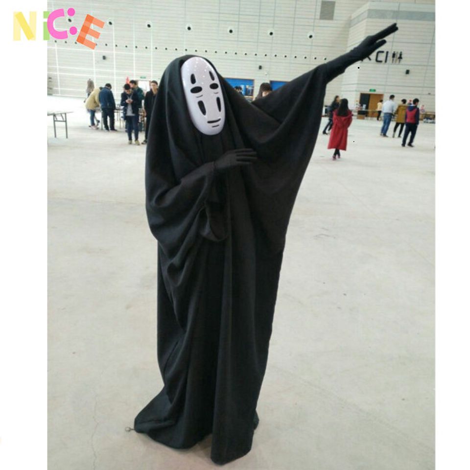 Bộ trang phục Vô Diện - Áo choàng đen huyền bí và mặt nạ cosplay cho tín đồ yêu thích hóa trang - Đủ các kích thước cho trẻ em và người lớn