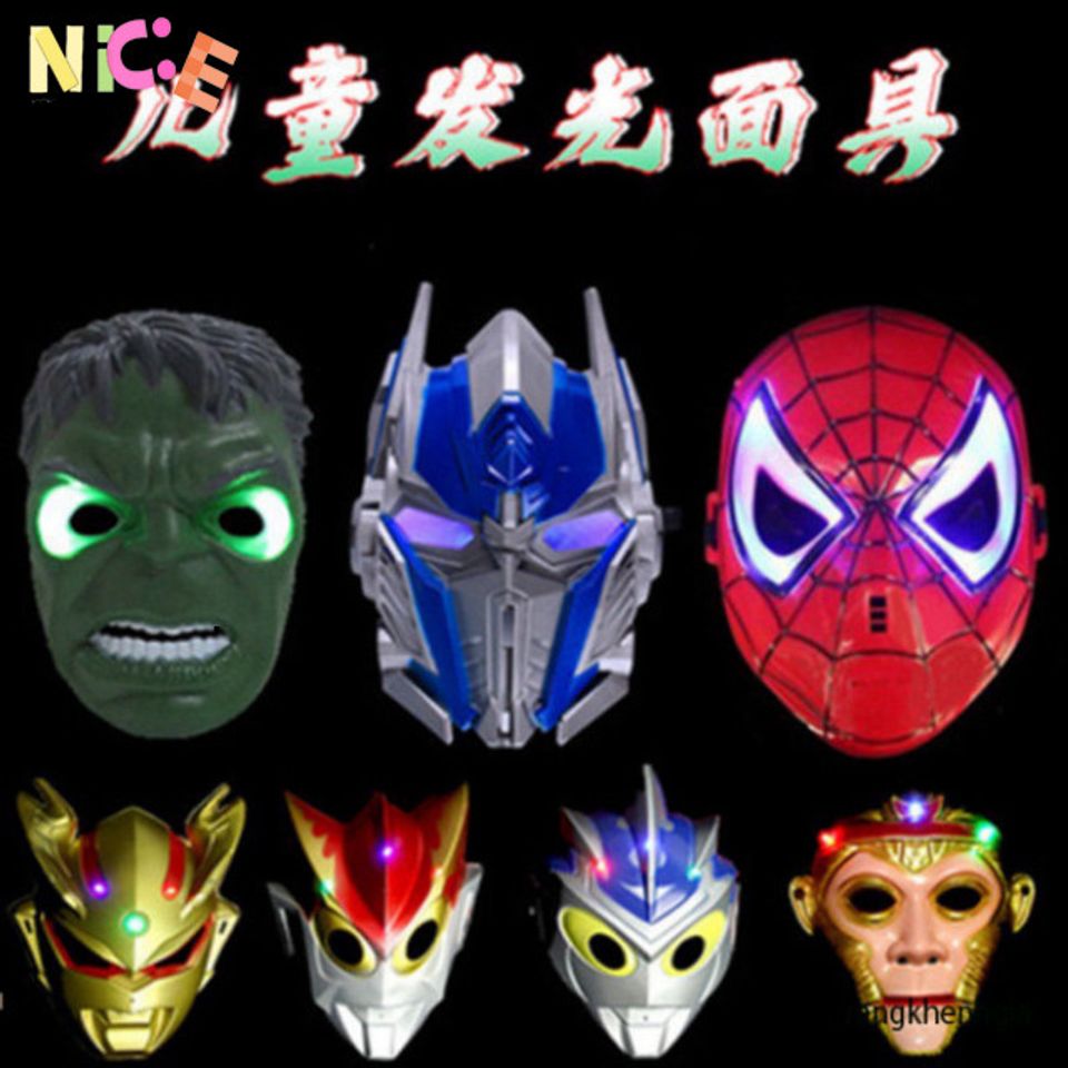 Mặt Nạ Đèn Led Spider Man Phát Sáng - Phụ Kiện Hóa Trang Trung Thu, Halloween Cho Trẻ Em - Siêu Anh Hùng Marvel Thú Vị