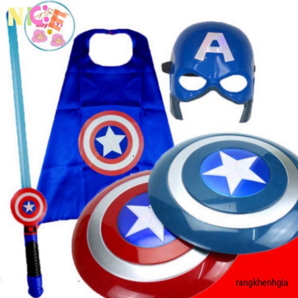 Bộ Đồ Chơi Hóa Trang Captain America - Áo Choàng, Khiên, Mặt Nạ Siêu Anh Hùng MARVEL Dành Cho Trẻ Em Từ 3 Tuổi