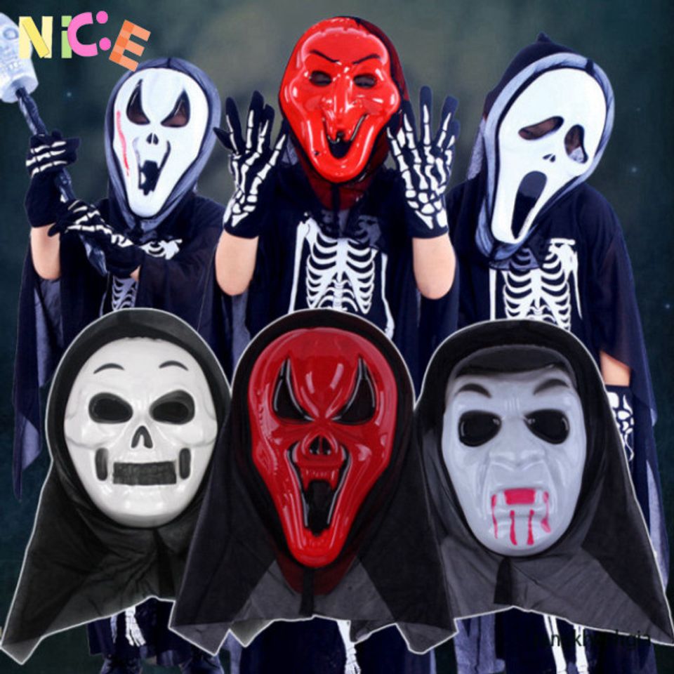 Mặt nạ Halloween Hồn Ma Đầu Skull - Mặt Nạ Halloween Chất Liệu Nhựa Không Độc, Trang Phục Ma Quái Cho Bữa Tiệc Hóa Trang