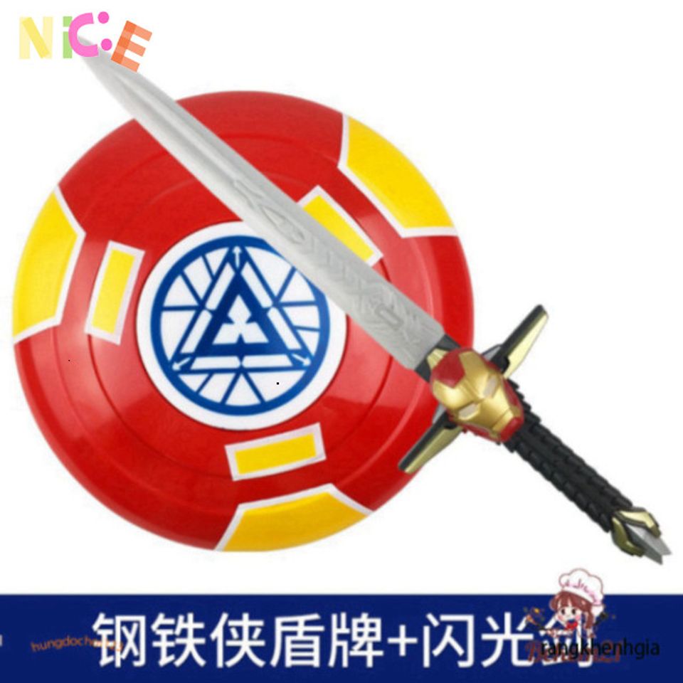 Bộ Siêu Anh Hùng Iron Man 5 Món - Áo Choàng, Mặt Nạ LED, Khiên và Gậy Phát Sáng - Đồ Chơi Hóa Trang Cho Trẻ Em
