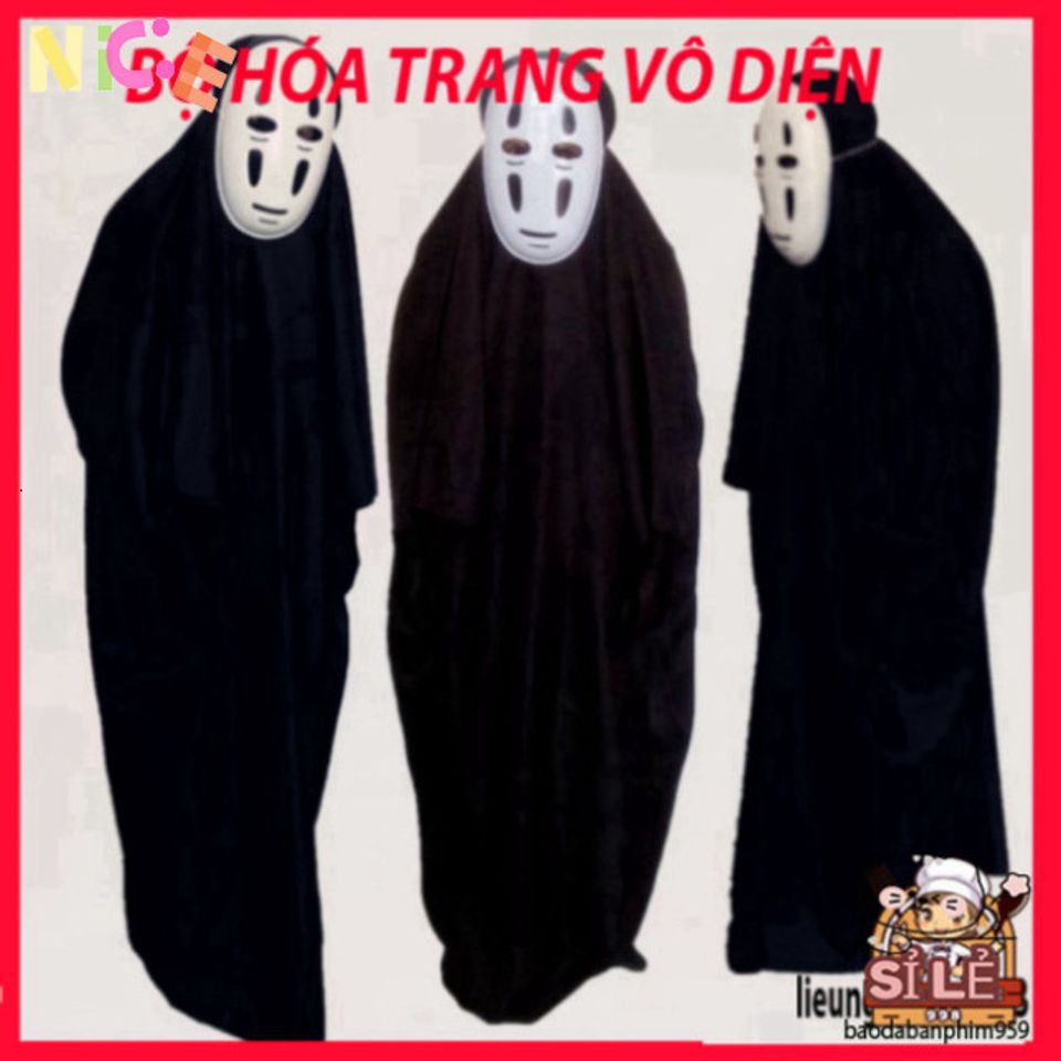 Bộ Đồ Cosplay Vô Diện Kaonashi từ Phim Spirited Away - Áo Choàng, Mặt Nạ Cho Trẻ Em và Người Lớn, Trang Phục Hóa Trang Thú Vị