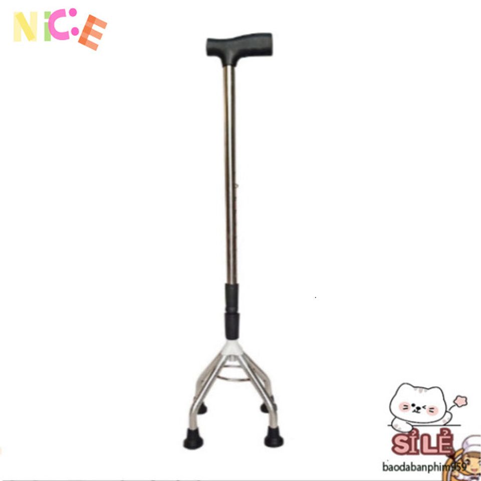 Gậy Tập Đi Inox 3-4 Chân Đứng Ổn Định - Hỗ Trợ Di Chuyển An Toàn cho Người Cao Tuổi và Người Hồi Phục