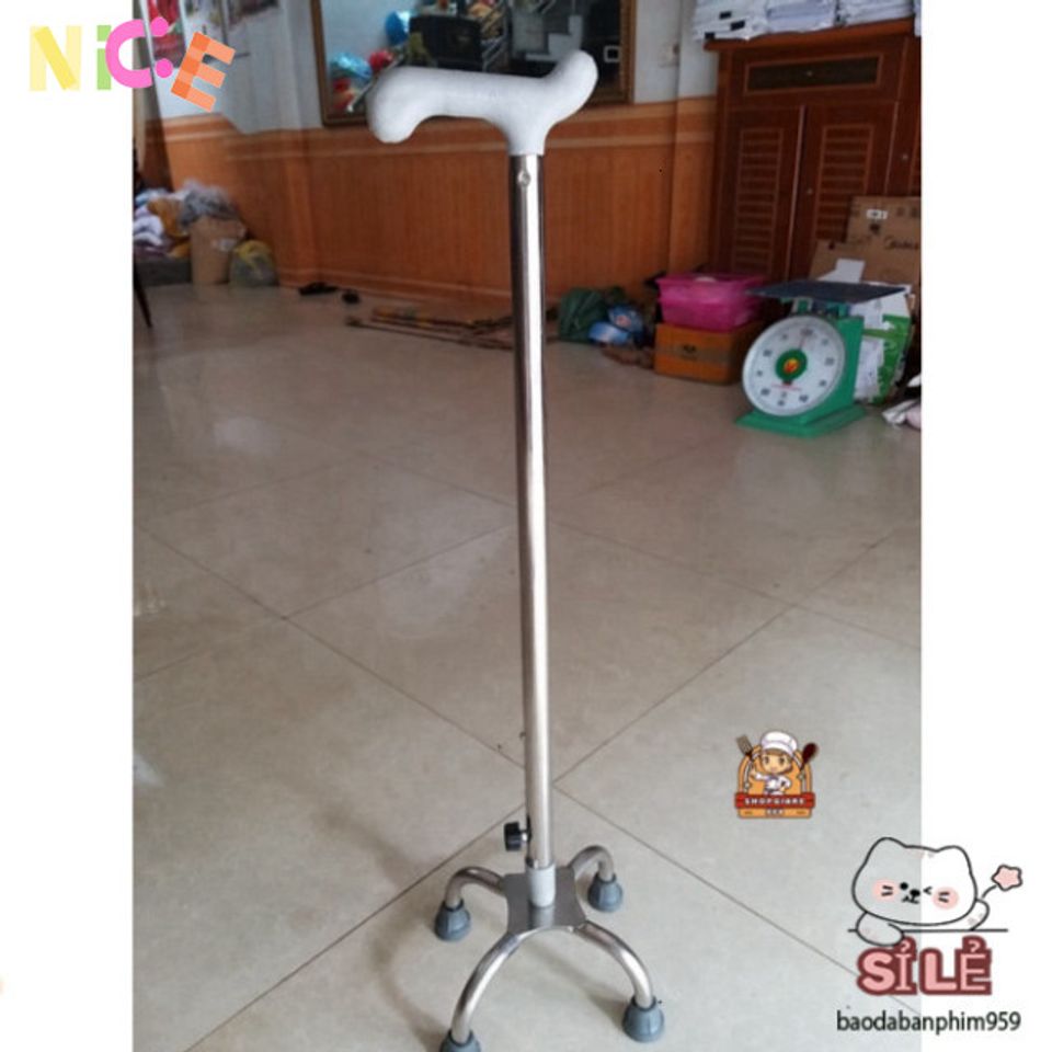 Gậy Tập Đi Inox 3-4 Chân Đứng Ổn Định - Hỗ Trợ Di Chuyển An Toàn cho Người Cao Tuổi và Người Hồi Phục
