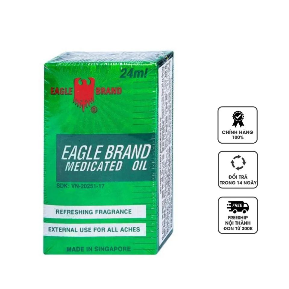 Dầu gió xanh Singapore con Ó Eagle Brand 24ml - Giảm đau hiệu quả và thư giãn, sản phẩm tiện dụng cho mọi lứa tuổi