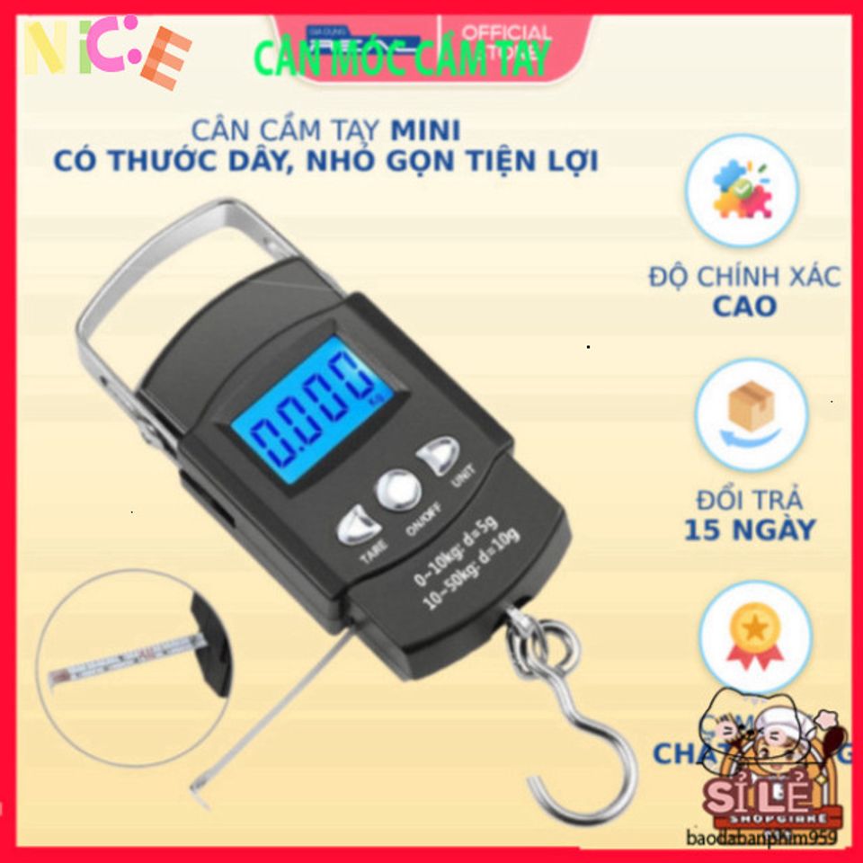 Cân Điện Tử Mini Xách Tay Thông Minh Có Móc Treo và Thước Đo - Cân Đo Hành Lý, Thực Phẩm, Tiện Lợi Khi Mua Sắm