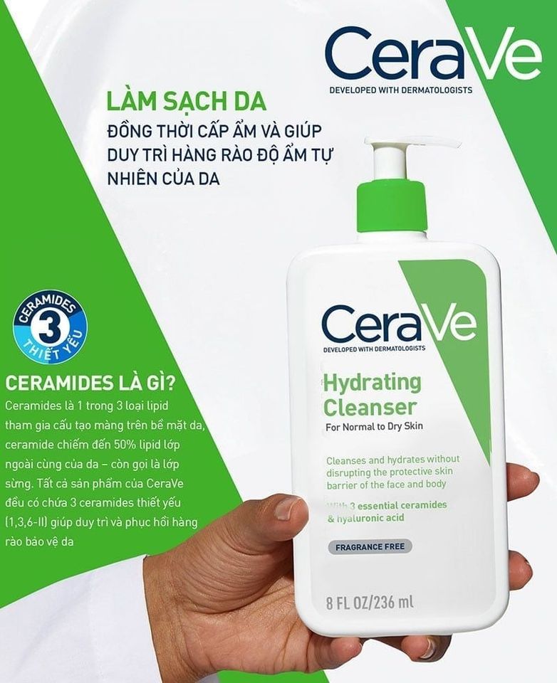 Sữa Rửa Mặt Cerave Hydrating Cleanser 473ml - Sản Phẩm Chăm Sóc Da Thường Và Da Khô, Cung Cấp Độ Ẩm, Chính Hãng USA