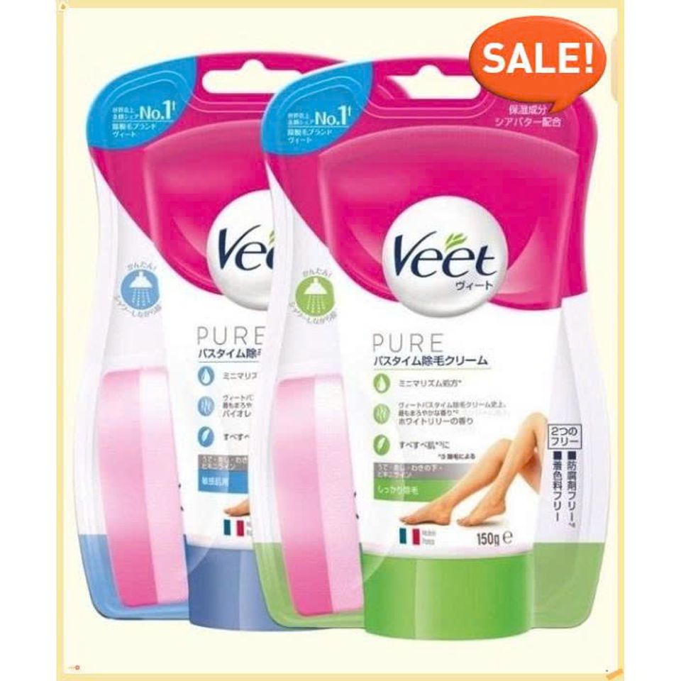 Kem Tẩy Lông Veet Nhật Bản 150g - Giải Pháp Tẩy Lông Dịu Nhẹ Cho Da Nhạy Cảm, Tặng Kèm Bông Mút Tiện Lợi