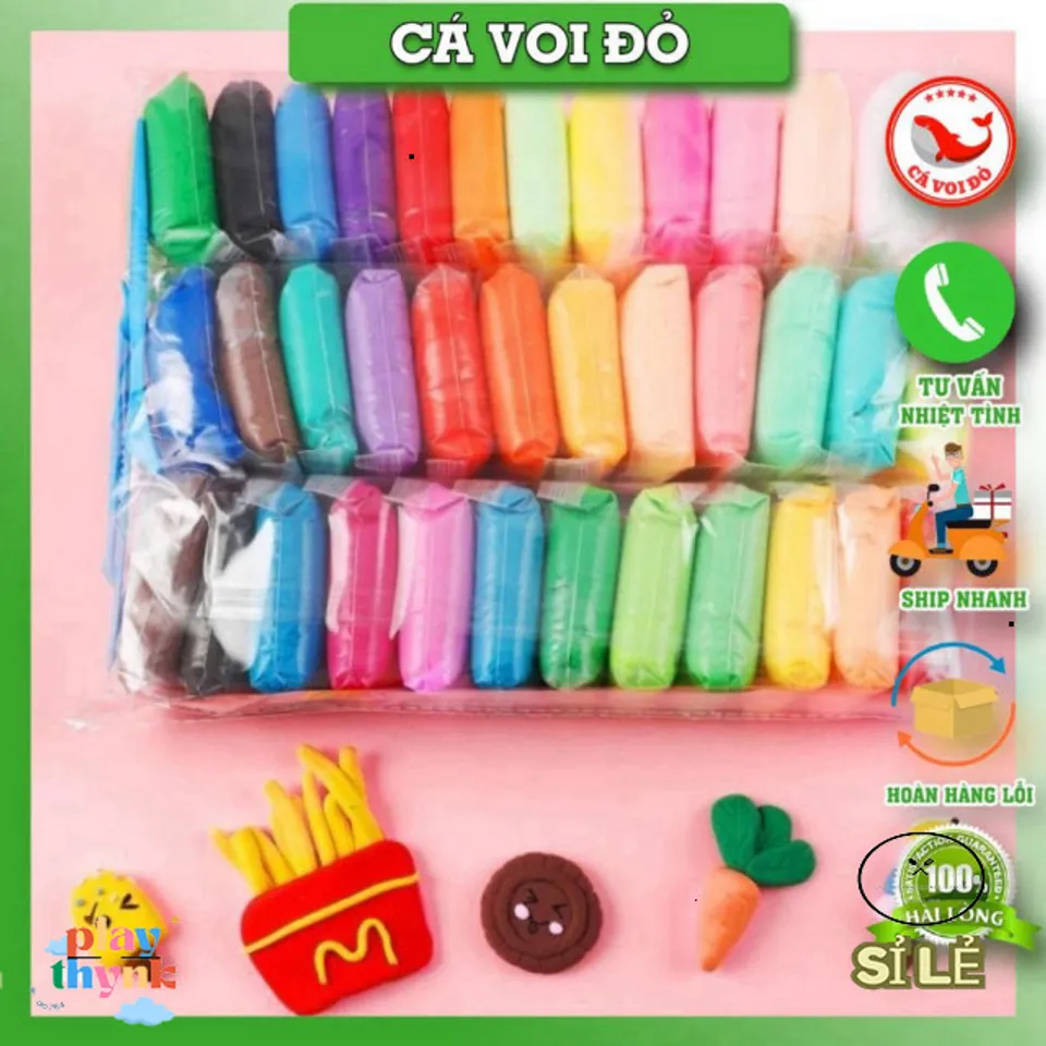 Đất sét tự khô an toàn cho bé - Combo 12/24/36 màu dẻo mềm dễ tạo hình ...