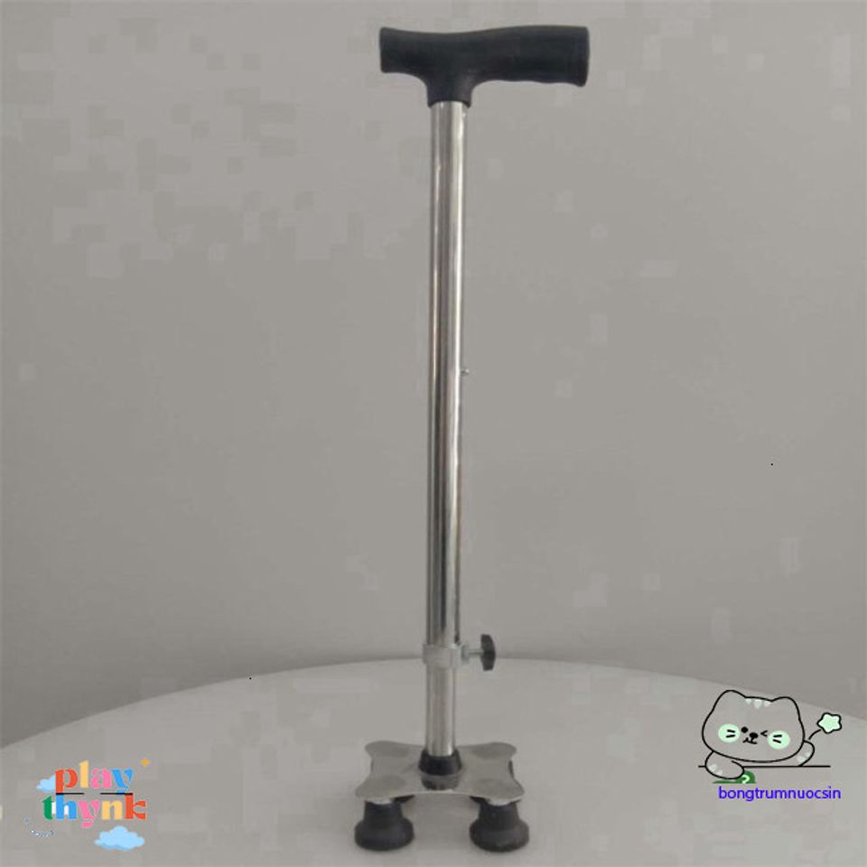 Gậy Chống Đi Bộ 4 Chân Điều Chỉnh INOX - Gậy Tập Đi An Toàn cho Người Già và Người Khuyết Tật