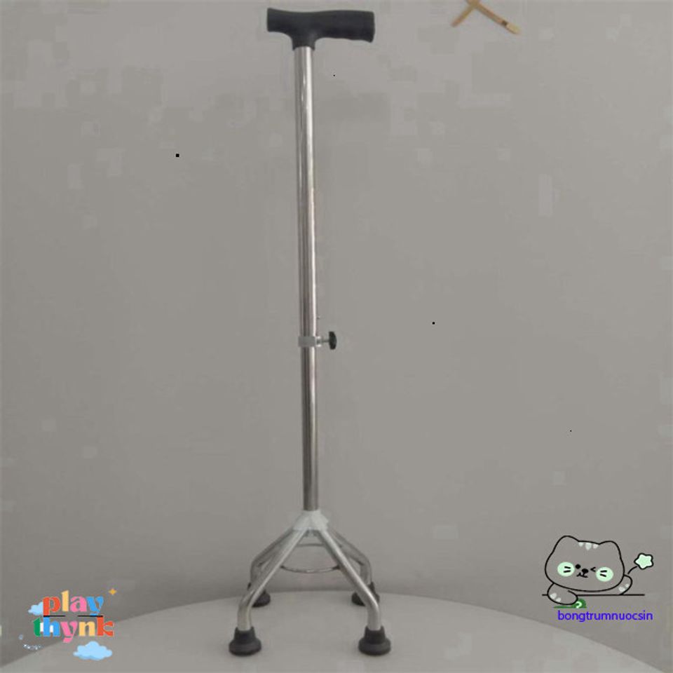Gậy Chống Đi Bộ 4 Chân Điều Chỉnh INOX - Gậy Tập Đi An Toàn cho Người Già và Người Khuyết Tật