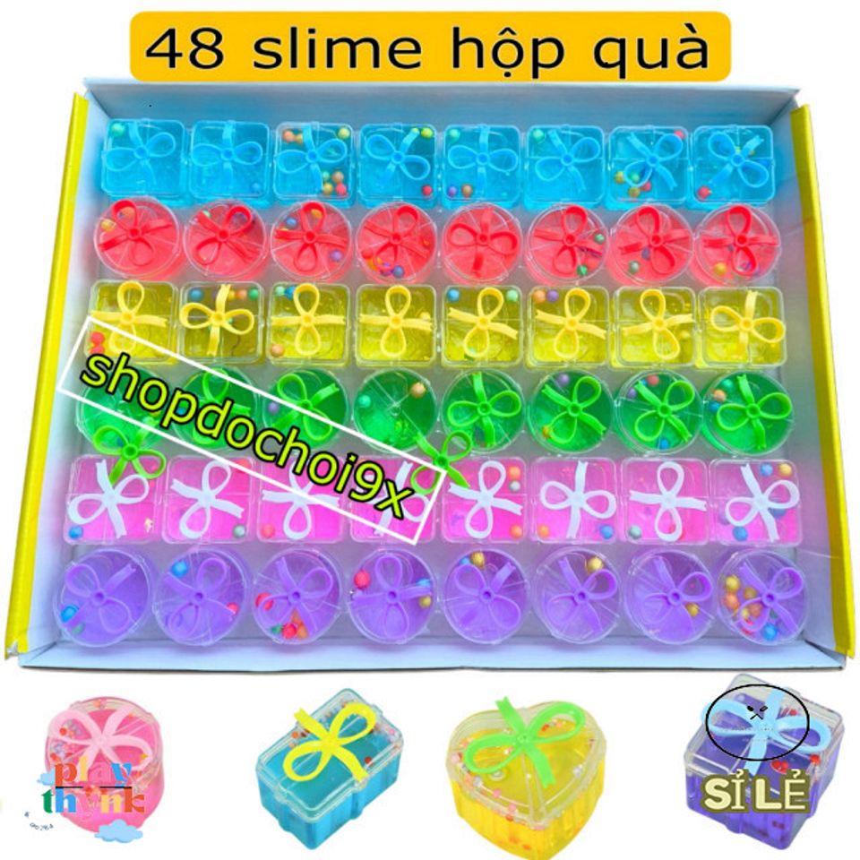 Bộ Quà Tặng Slime Đáng Yêu 48 Lọ Màu Sắc Đa Dạng Trong Hộp Kết Nơ Thời Trang - Đồ Chơi Sáng Tạo Cho Trẻ Em