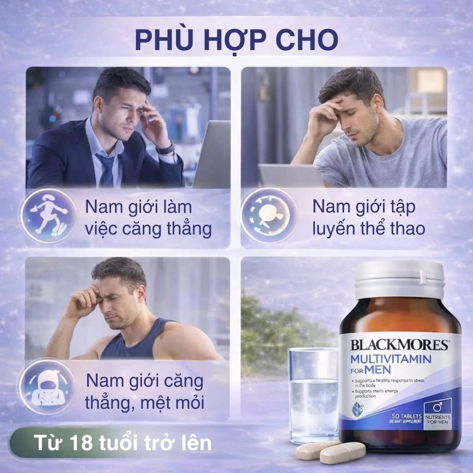 Viên uống Blackmores Multivitamin For Men hỗ trợ sức khỏe nam giới - Lọ 50 viên