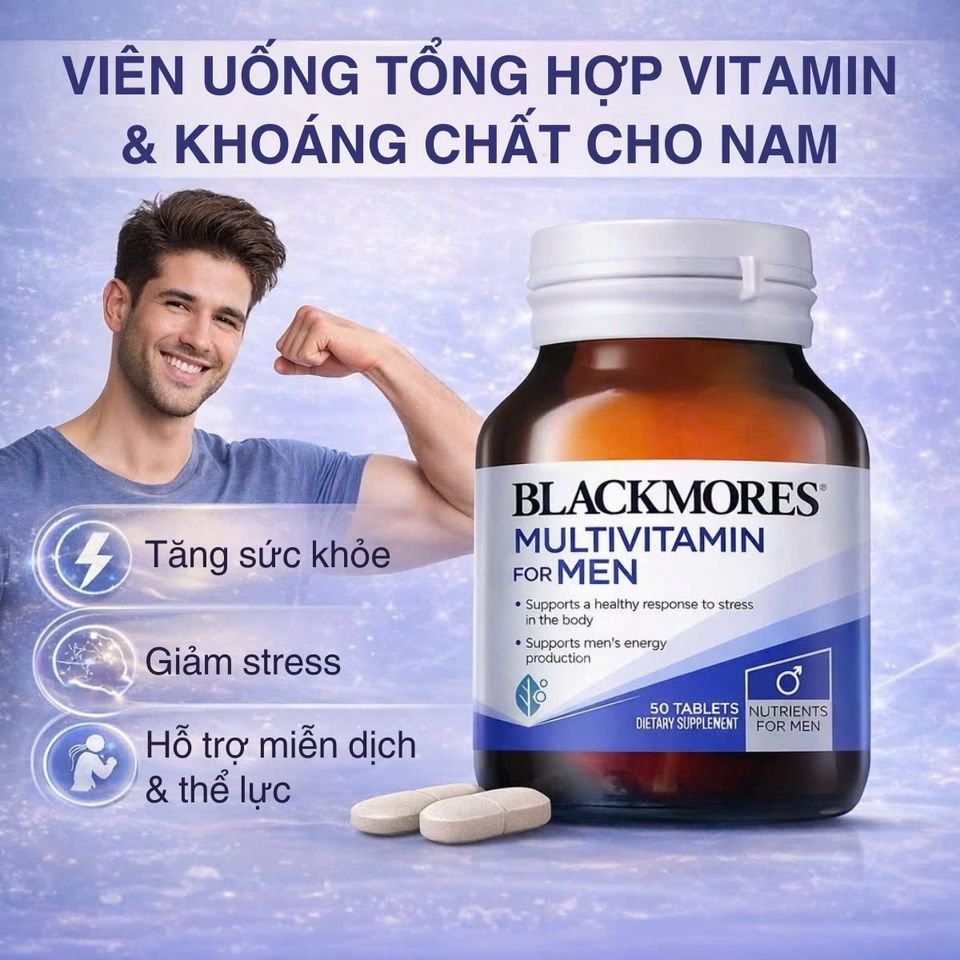 Viên uống Blackmores Multivitamin For Men hỗ trợ sức khỏe nam giới - Lọ 50 viên