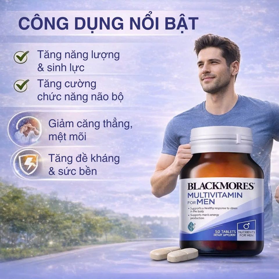 Viên uống Blackmores Multivitamin For Men hỗ trợ sức khỏe nam giới - Lọ 50 viên
