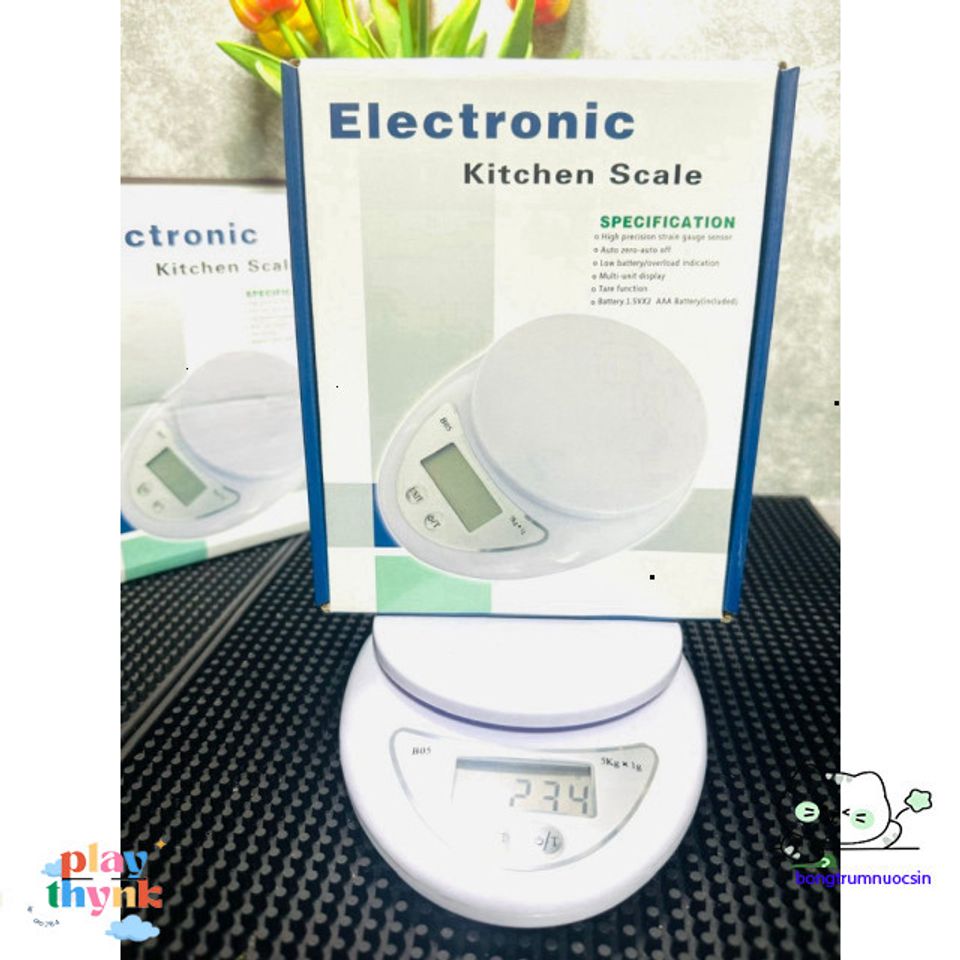 Cân điện tử B05 - Cân tiểu ly 5kg chính xác 1g cho pha chế và thực phẩm - Tặng pin AAA miễn phí, thiết kế nhỏ gọn, dễ sử dụng