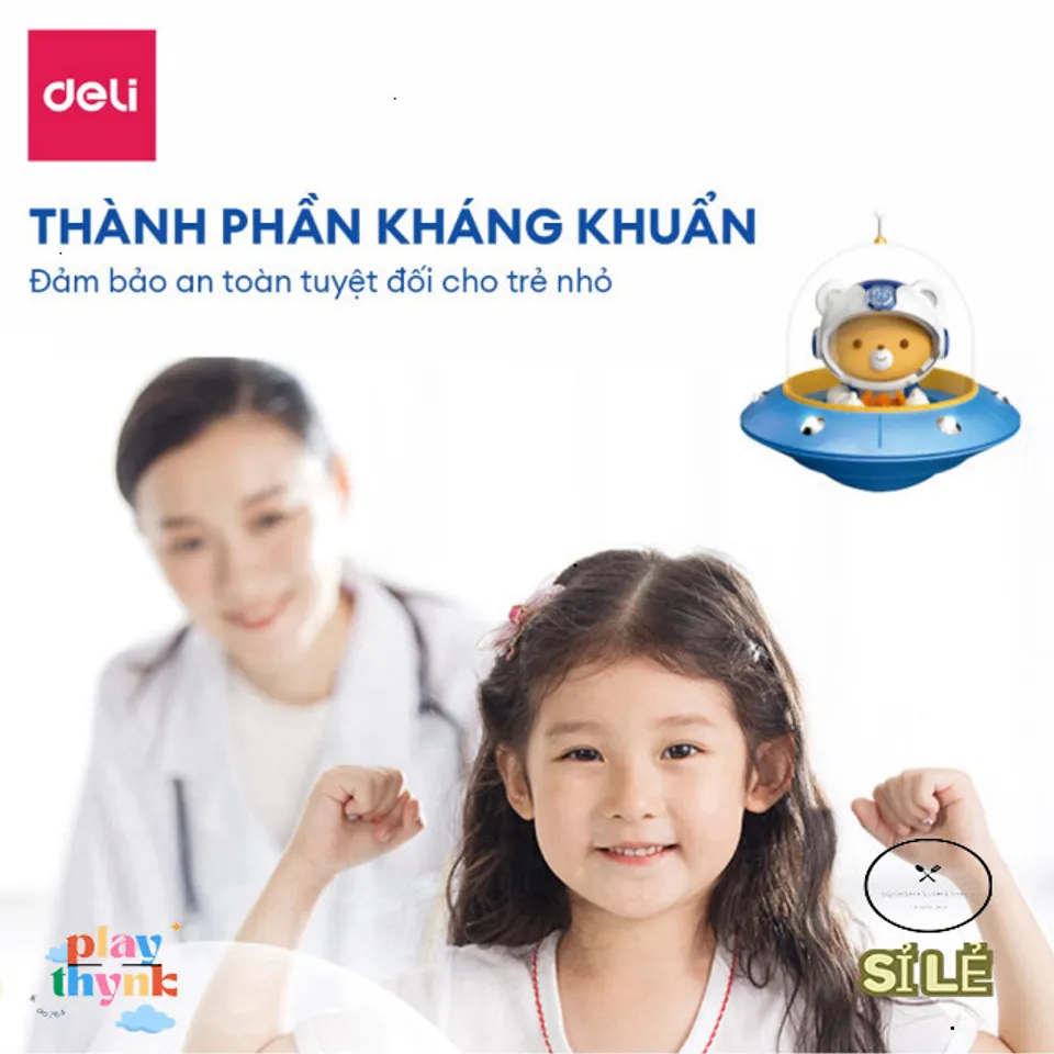 Bộ đất nặn 3D Deli 12 màu an toàn cho trẻ em - Đất sét kháng khuẩn sáng ...
