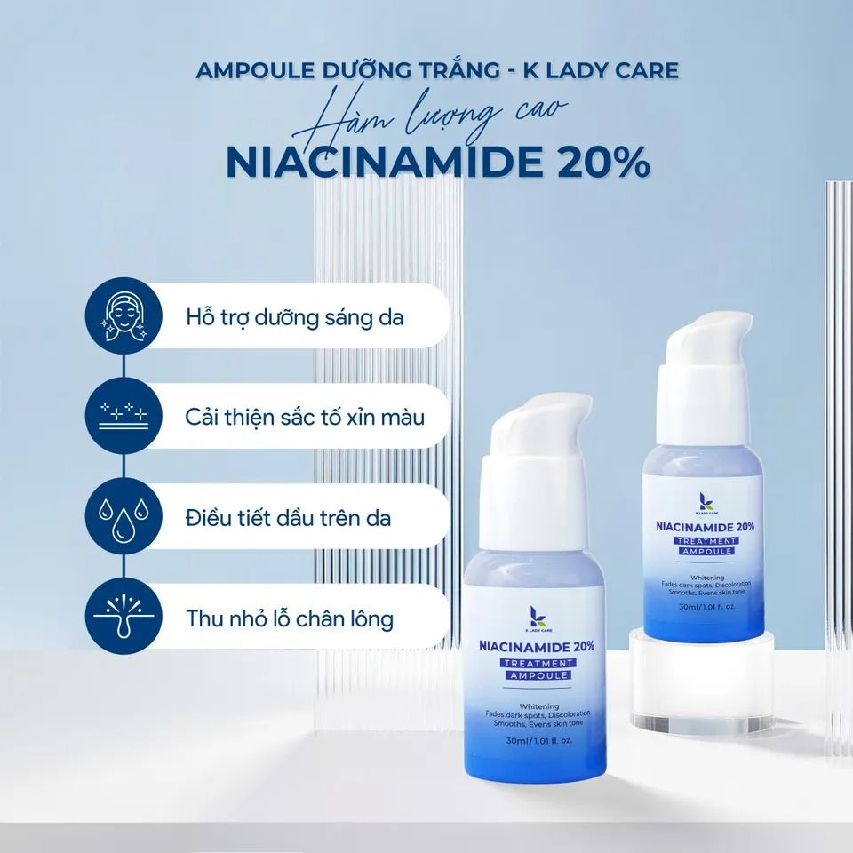 Tinh Chất Dưỡng Ẩm Căng Da Niacinamide 20% K Lady Care 30ml - Giúp Làm Sáng Da, Cấp Ẩm Sâu và Tái Tạo Da Khỏe Mạnh
