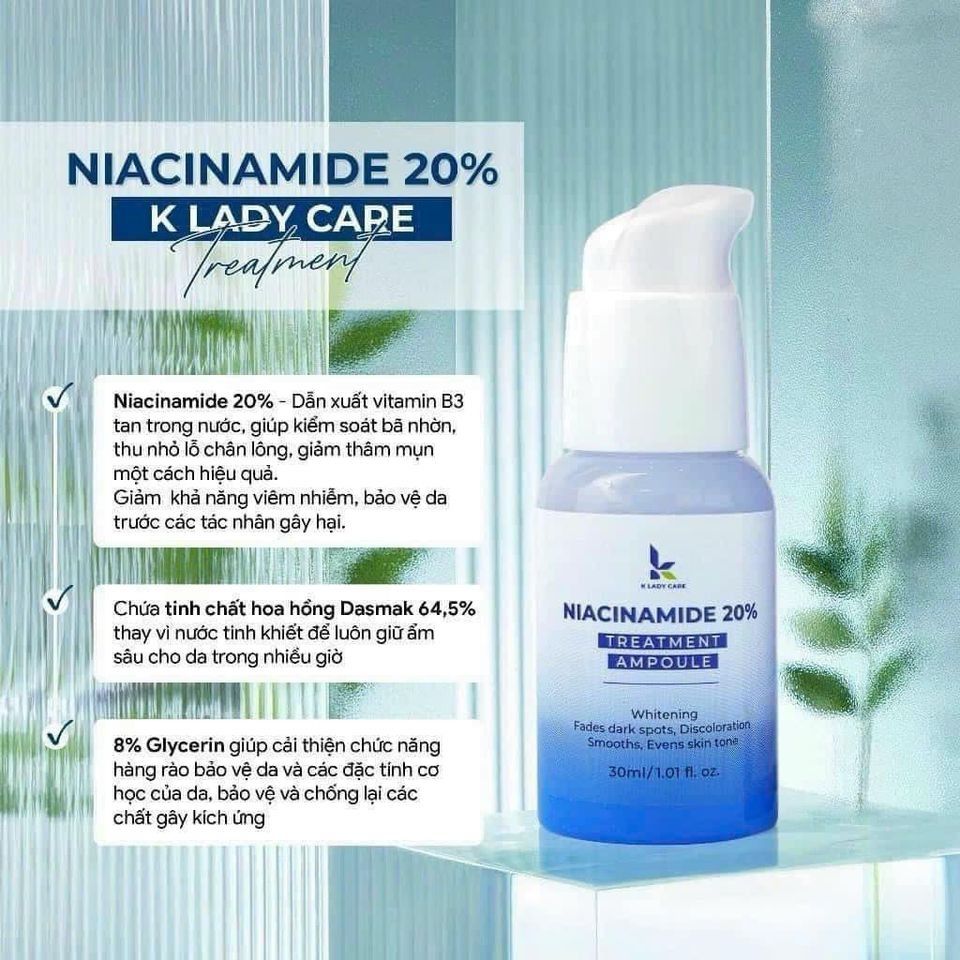 Tinh Chất Dưỡng Ẩm Căng Da Niacinamide 20% K Lady Care 30ml - Giúp Làm Sáng Da, Cấp Ẩm Sâu và Tái Tạo Da Khỏe Mạnh