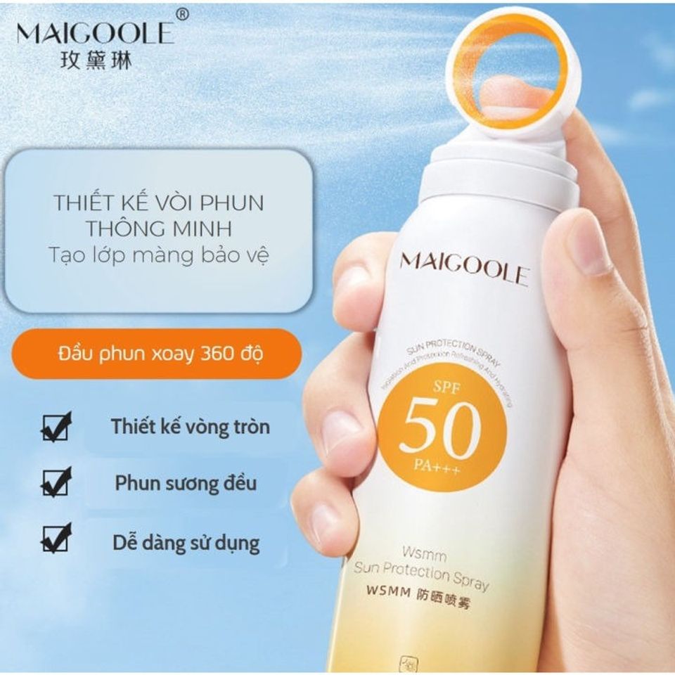 Xịt Chống Nắng MAIGOOLE 150ml - SPF50 PA+++ Bảo Vệ Da Tối Đa, Thẩm Thấu Nhanh, Phù Hợp Cho Mọi Lứa Tuổi