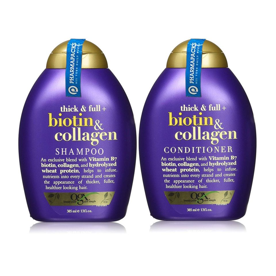 Bộ Dầu Gội Xả Biotin & Collagen OGX 385ml - Tăng Độ Phồng, Phục Hồi Tóc Mỏng, Dưỡng Tóc Mềm Mượt Từ Mỹ Chất Lượng Cao