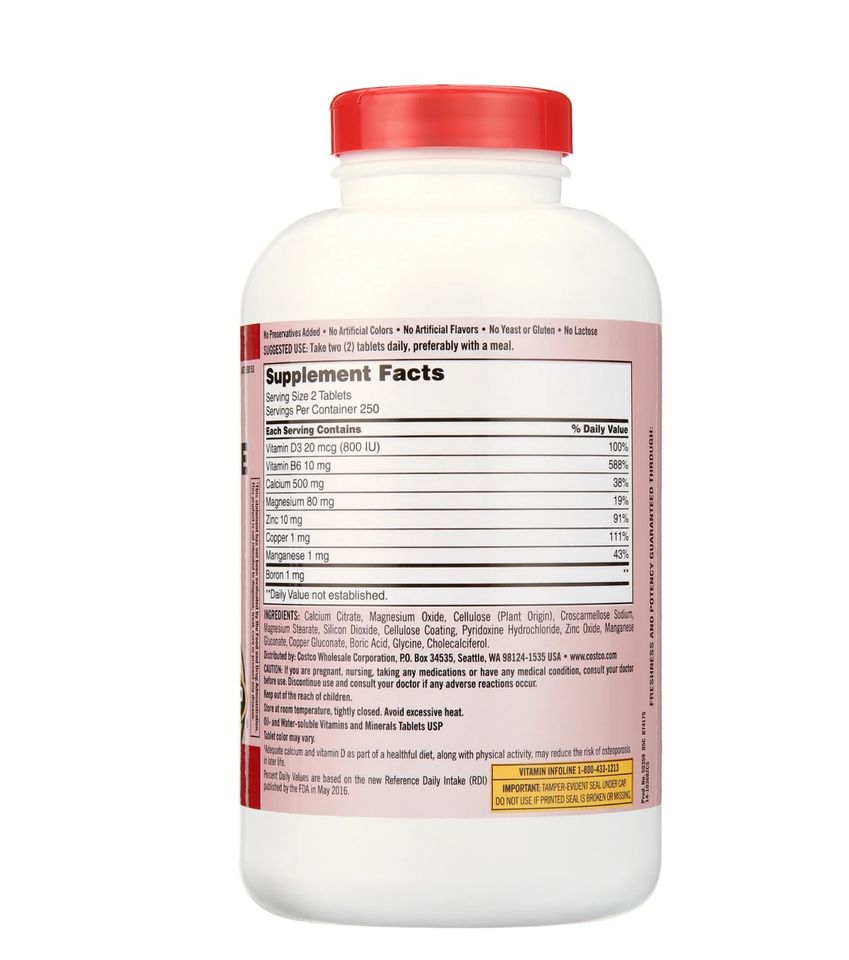 Viên Uống Kirkland Calcium Citrate Magnesium và Kẽm 500 Viên - Hỗ Trợ Bổ Sung Khoáng Chất, Duy Trì Sức Khỏe Xương, Răng Chắc Khỏe