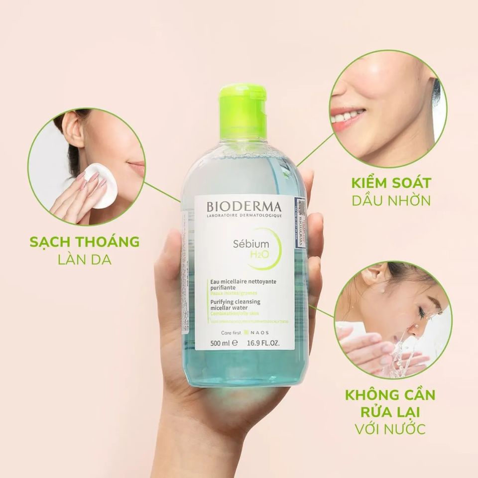 Nước Tẩy Trang Bioderma Sensibio H2O Micellar Water Xanh 500ml - Tẩy Trang Nhẹ Nhàng, Làm Sạch Sâu Da Nhạy Cảm Chính Hãng
