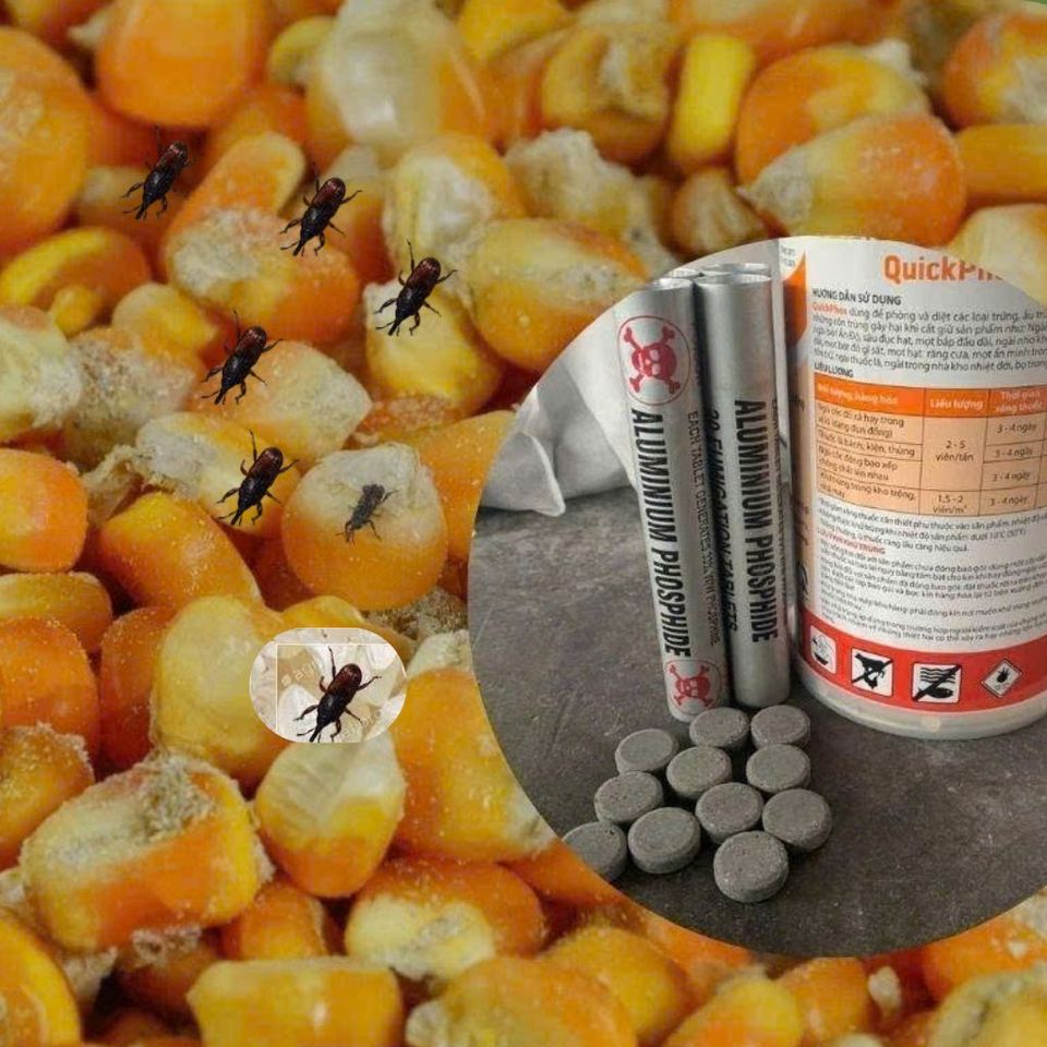 Thuốc Xông Diệt Mọt Nông Sản QUICKPHOS 56% - 1Kg (16 Tuýt, 1 Tuýt 20 Viên) Chuyên Dùng Cho  Diệt Mọt Gạo, Lúa, Thóc Nhập Khẩu Ấn Độ