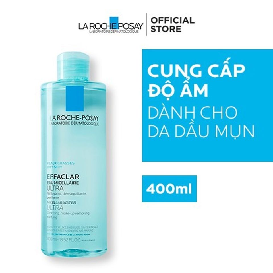 Nước Tẩy Trang La Roche-Posay Micellar Water Ultra 400ml - Giải Pháp Lý Tưởng Cho Da Dầu Mụn, Làm Sạch Dịu Nhẹ, Chống Kích Ứng