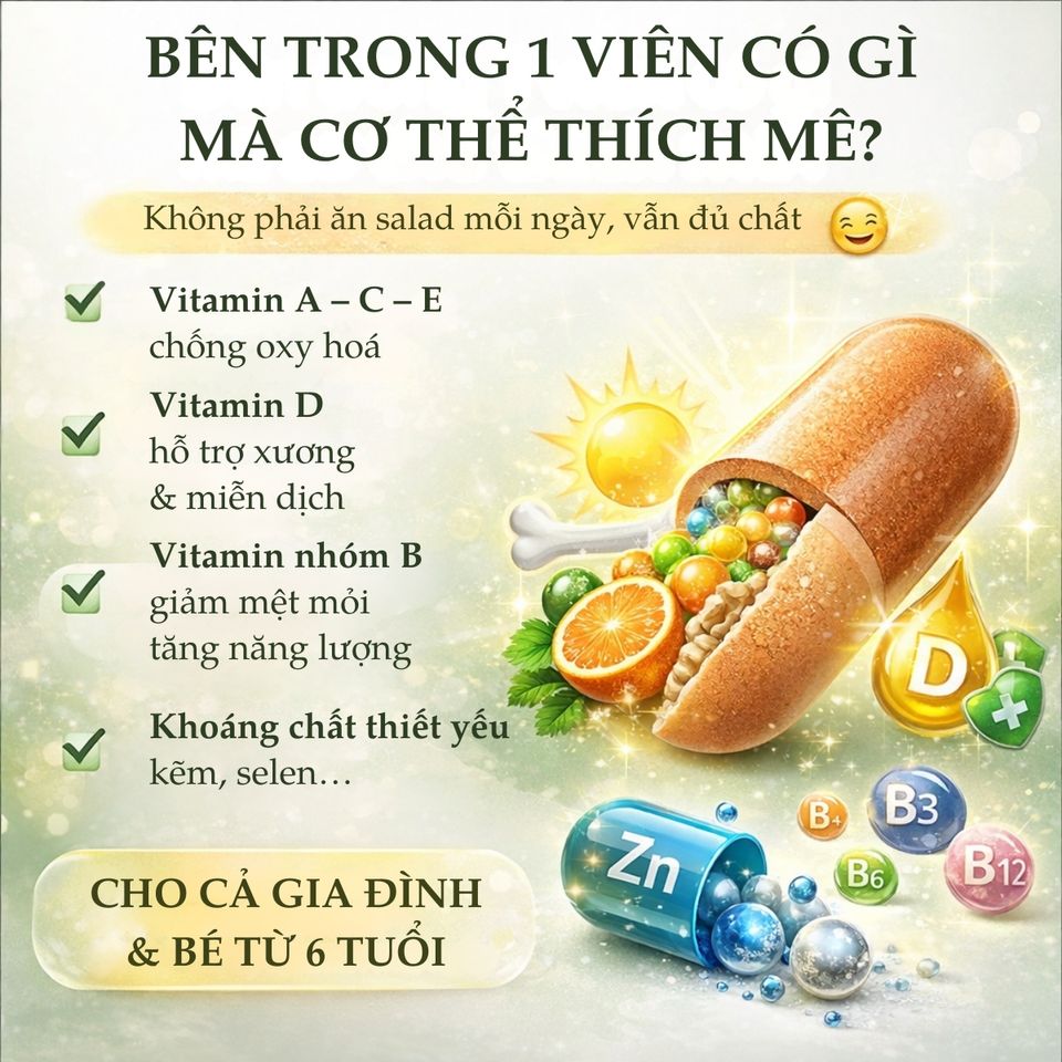 Vitamin Tổng Hợp Nature's Way Complete Daily Multivitamin Úc - Hỗ Trợ Năng Lượng & Chống Oxy Hóa - 200 Viên