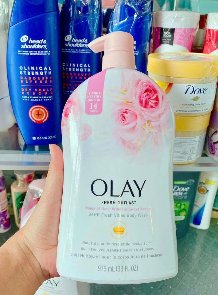 Sữa Tắm Olay Fresh Outlast Rose Water & Sweet Nectar 975ml – dịu da, thơm hoa hồng