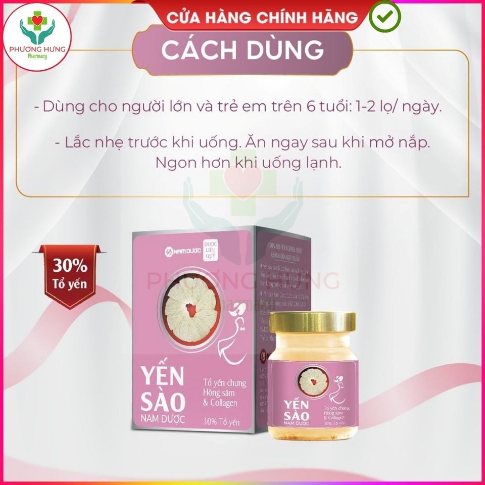 Yến Sào Nam Dược Hồng Sâm và Collagen 70ml - Giúp Đẹp Da, Ngăn Ngừa Lão Hóa, Bồi Bổ Sức Khỏe và Tăng Đề Kháng