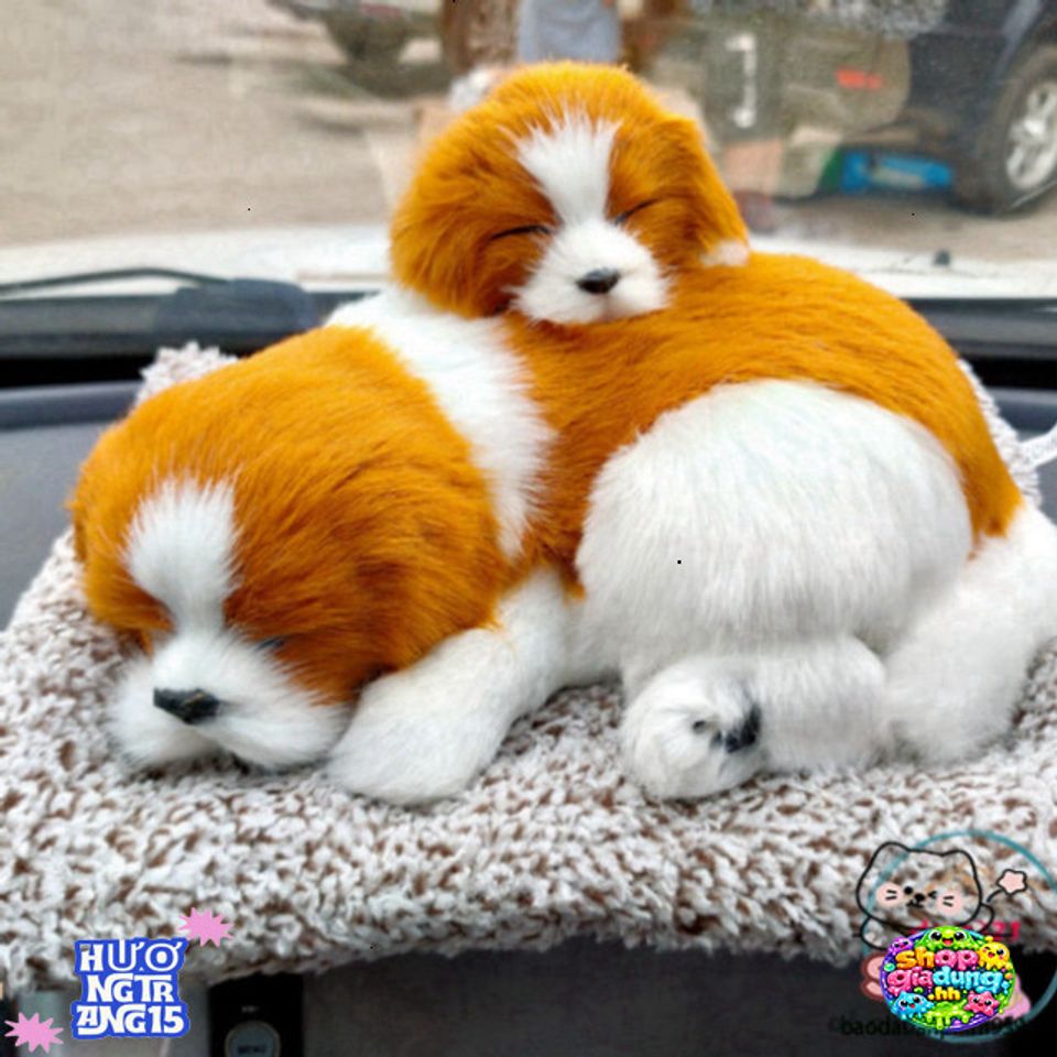 Gối Thú Bông Chó Mèo Giữ Không Khí Trong Lành - Trang Trí Ô Tô Dễ Thương Màu Vàng Trắng Với Than Hoạt Tính Khử Mùi