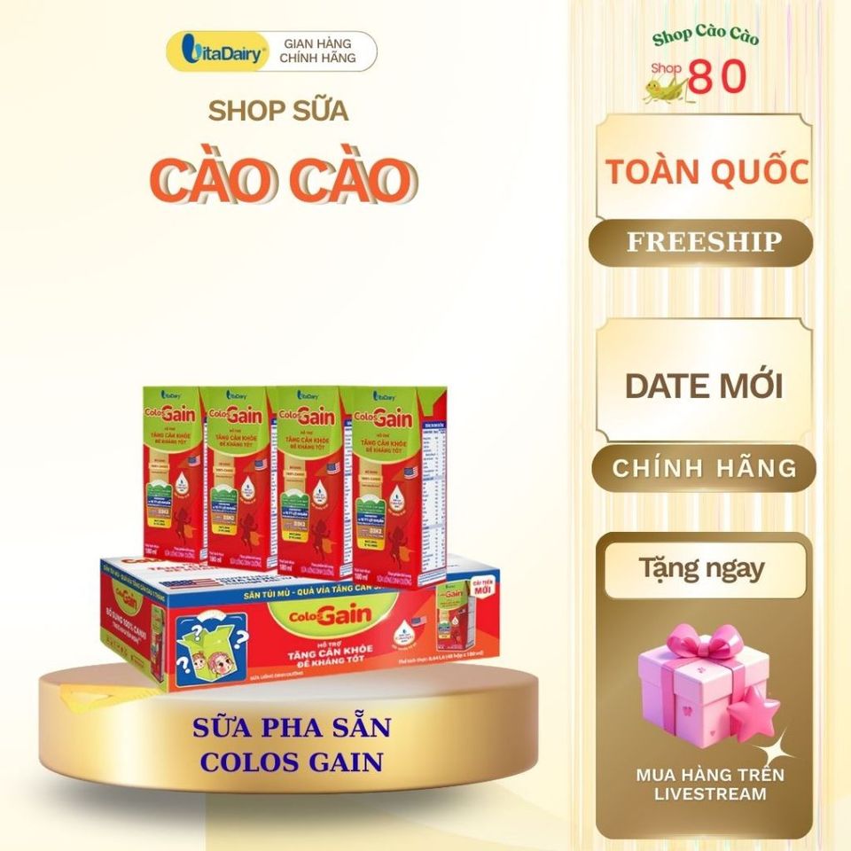 ColosGain Sữa Pha Sẵn 48 Hộp Dinh Dưỡng Cao - Tăng Cân Nhanh, Tăng Cường Miễn Dịch Cho Trẻ 1 Tuổi Trở Lên