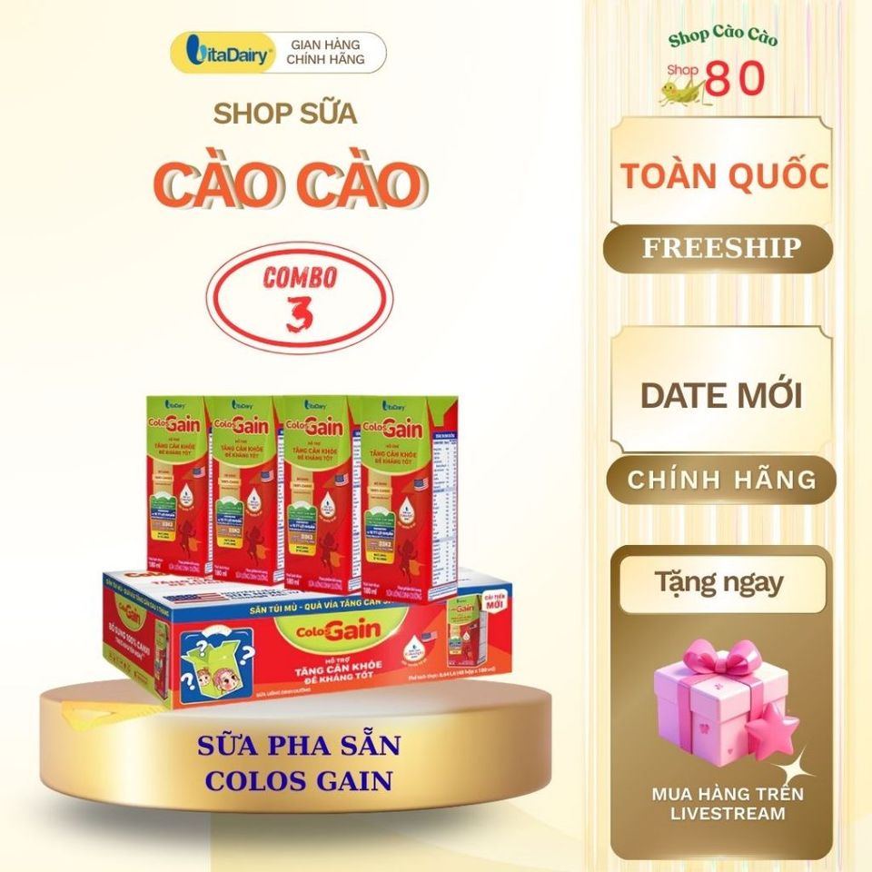 ColosGain Sữa Pha Sẵn 48 Hộp Dinh Dưỡng Cao - Tăng Cân Nhanh, Tăng Cường Miễn Dịch Cho Trẻ 1 Tuổi Trở Lên