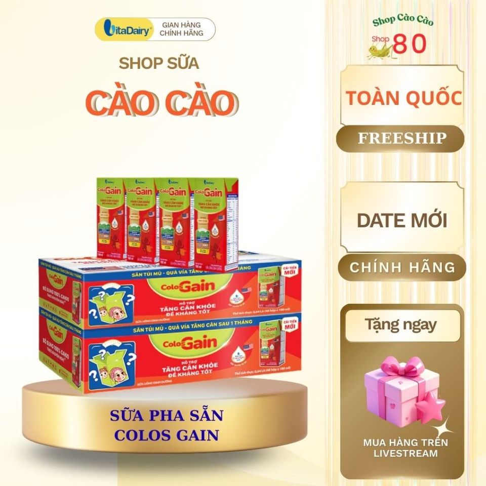 ColosGain Sữa Pha Sẵn 48 Hộp Dinh Dưỡng Cao - Tăng Cân Nhanh, Tăng Cường Miễn Dịch Cho Trẻ 1 Tuổi Trở Lên