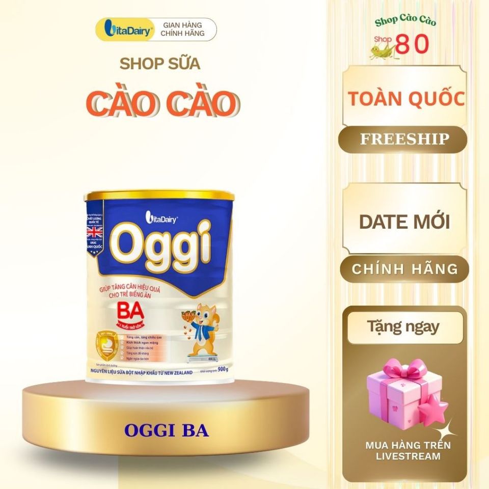Sữa Bột OGGI BA 900g - Giúp Tăng Cân Hiệu Quả Cho Trẻ Biếng Ăn, Dinh Dưỡng Cao, Tốt Cho Sự Phát Triển Chiều Cao
