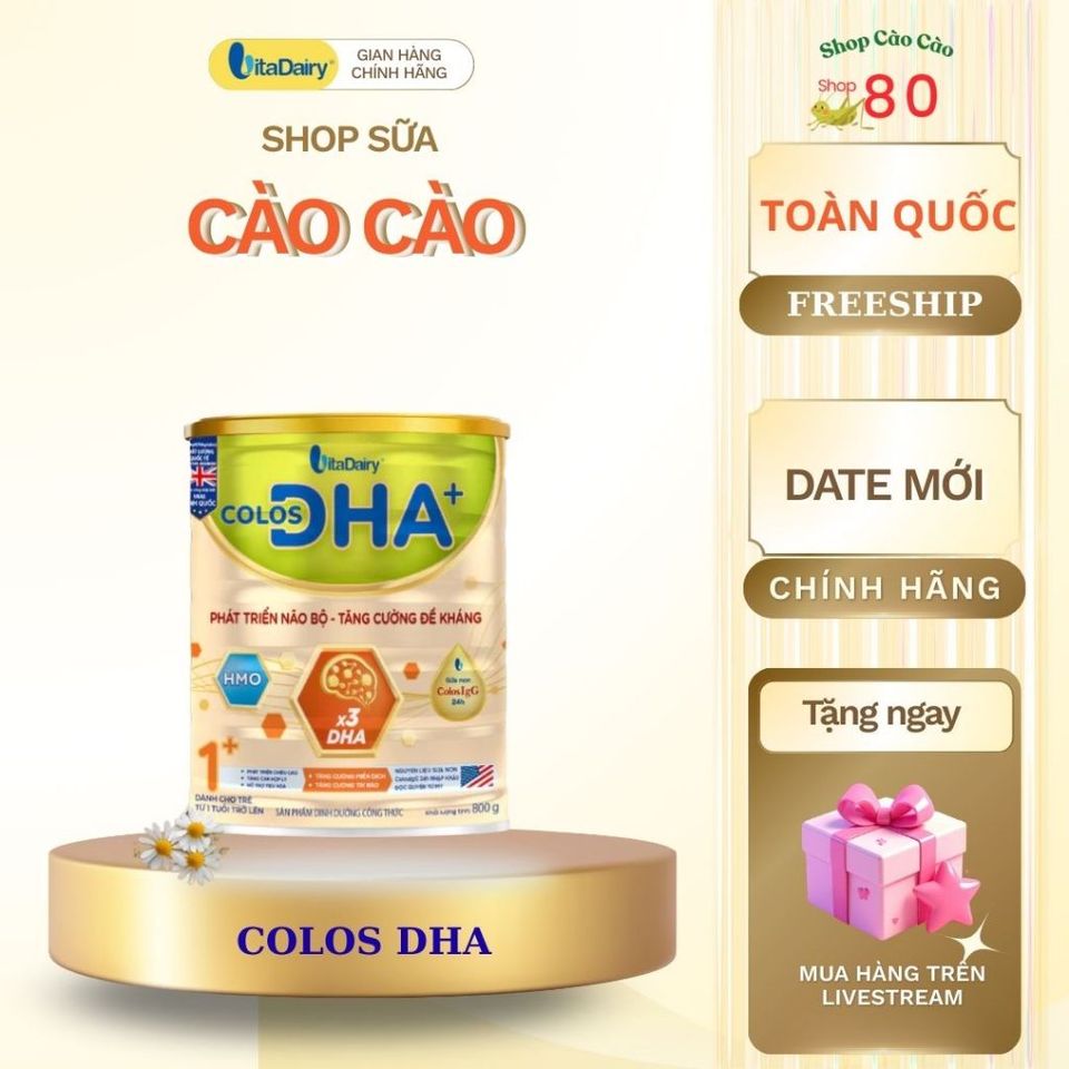 Combo 3-5 Sữa bột Colos DHA 800g - Phát triển trí não, tăng cường miễn dịch, bổ sung DHA, Lactium, Canxi cho trẻ - VitaDairy