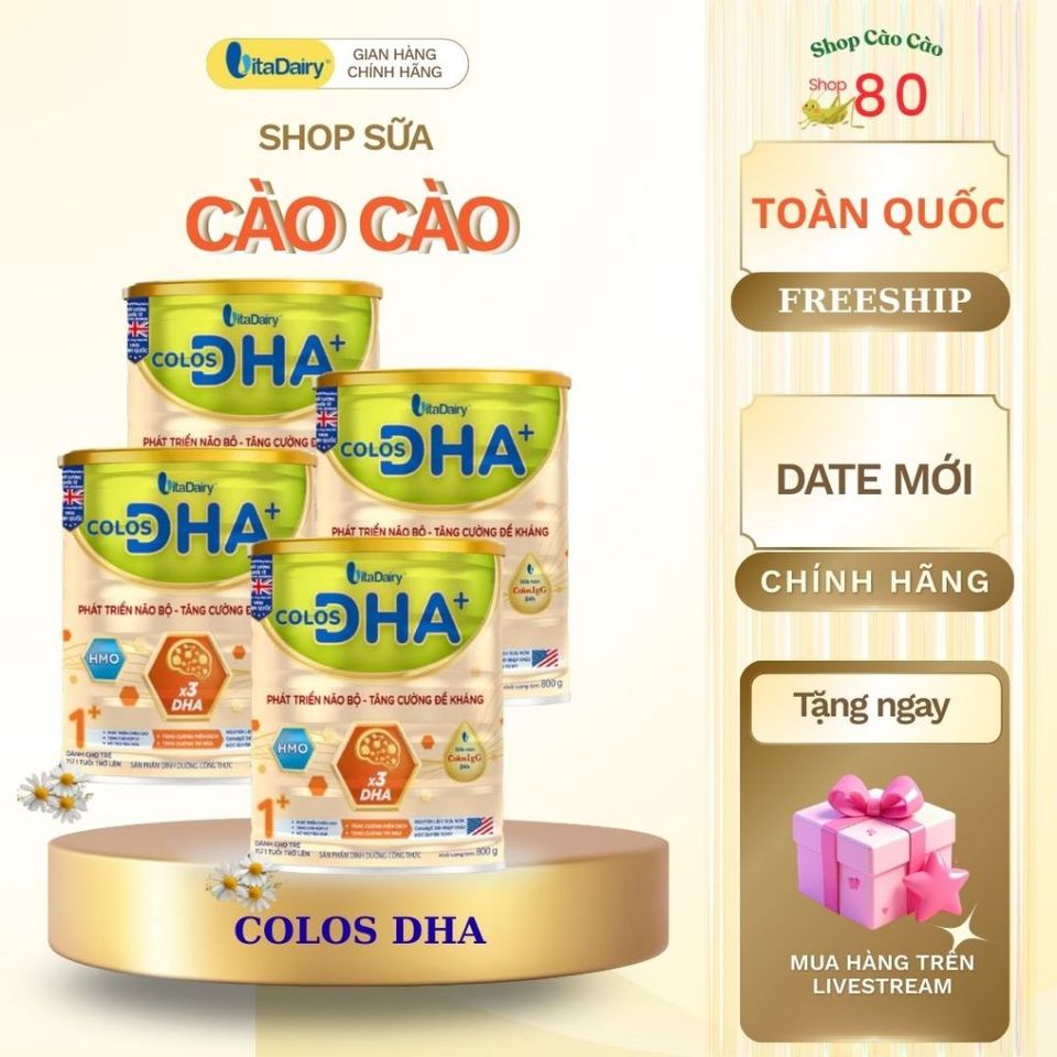 Combo 3-5 Sữa bột Colos DHA 800g - Phát triển trí não, tăng cường miễn dịch, bổ sung DHA, Lactium, Canxi cho trẻ - VitaDairy