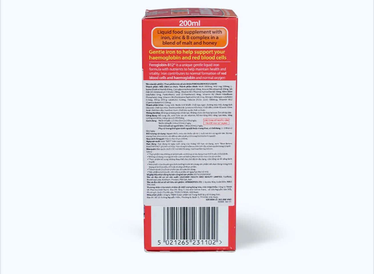 Siro Bổ Máu Feroglobin B12 Vitabiotics - Hỗ Trợ Tạo Máu, Giảm Mệt Mỏi, Phù Hợp cho Trẻ Em và Phụ Nữ Mang Thai, Vị Cam Mật Ong