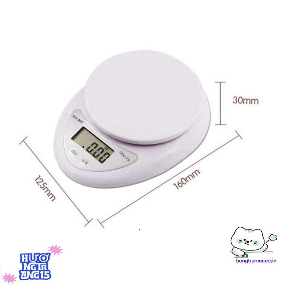 Cân Điện Tử BA499 - Cân Tiểu Ly Chính Xác Từ 1g Đến 5kg, Màn Hình LCD, Thích Hợp Đo Thực Phẩm Gia Vị Nhà Bếp