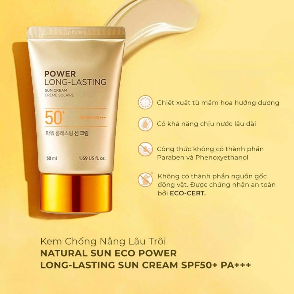 Kem Chống Nắng The Face Shop Power Long Lasting SPF50+ - Bảo Vệ Da, Dưỡng Ẩm, Chống Nước, Phù Hợp Với Mọi Loại Da 601565