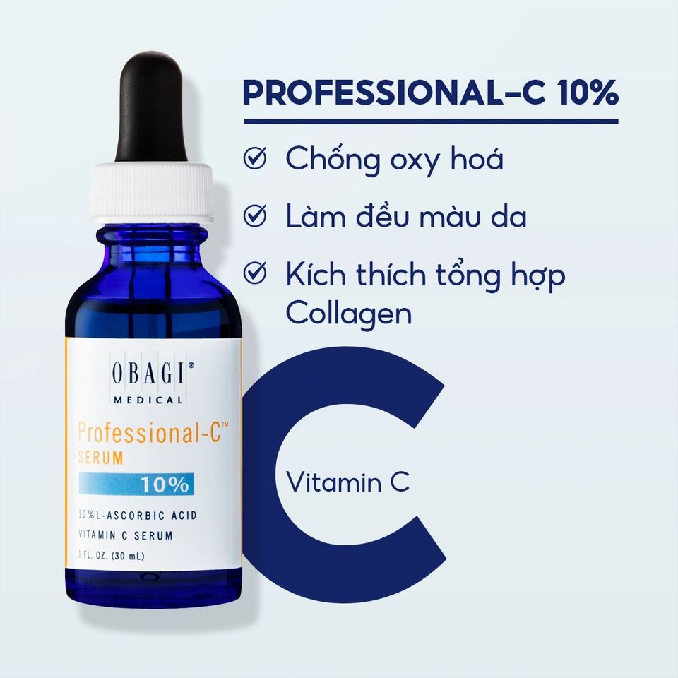 Serum Obagi Professional Vitamin C 10% - Dưỡng Sáng Da, Ngăn Ngừa Lão Hóa, Phù Hợp Cho Da Nhạy Cảm - 30ml Chính Hãng