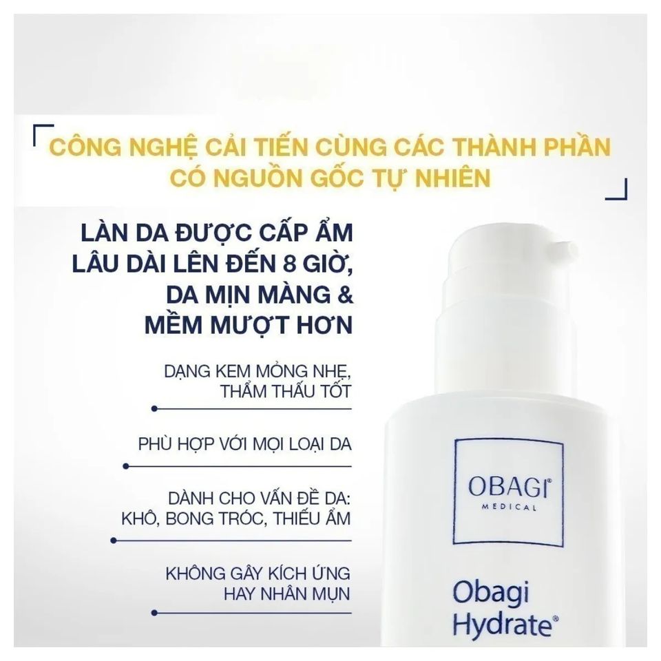 Kem Dưỡng Ẩm Obagi Hydrate 49g - Cấp Ẩm 8 Giờ, Giảm Nếp Nhăn, Phù Hợp Da Nhạy Cảm, Sản Phẩm Chính Hãng Cao Cấp