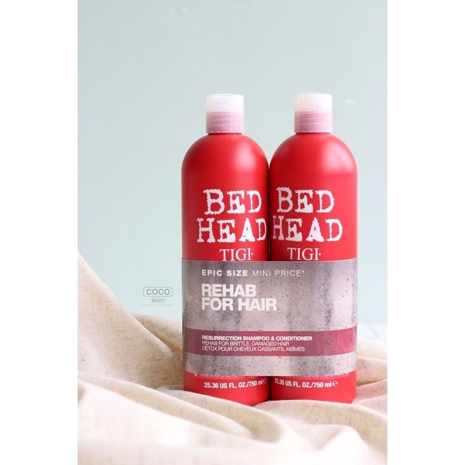 Dầu Gội Xả Tigi Bed Head Urban Antidotes Resurrection 750ml - Phục Hồi Tóc Hư Tổn, Giảm Tình Trạng Tóc Xỉn Màu, Mềm Mượt Chính Hãng 608265