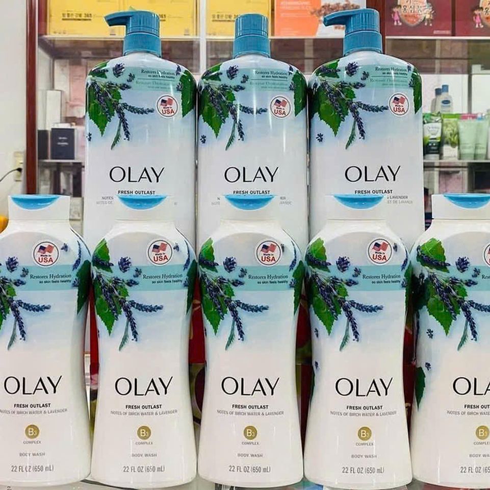 Sữa Tắm Olay Outlast Birch Water & Lavender 650ml – Thư Giãn, Dịu Mát Da với Hương Tươi Mát Naturals